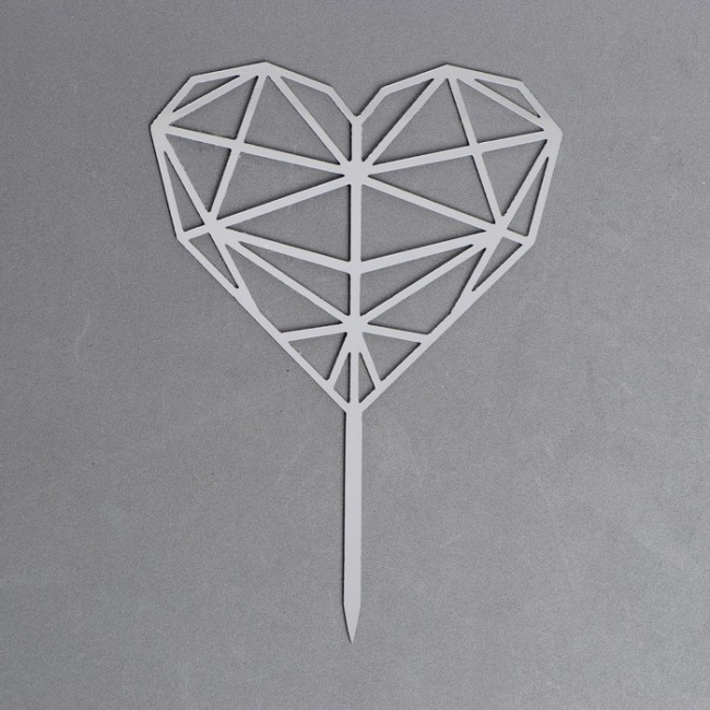 Топпер «Сердце», геометрия, цвет серебряный