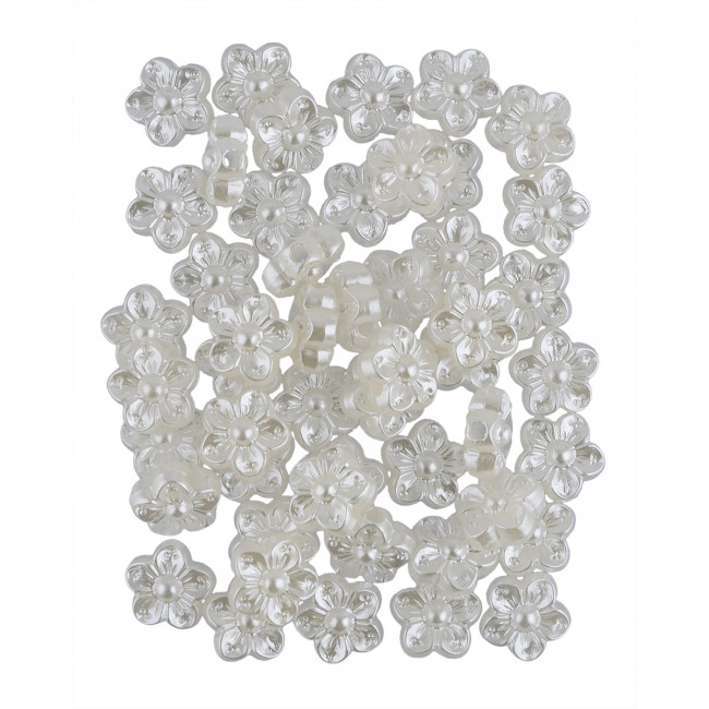 Бусина 8 x8мм  пластик, №01 цветок под жемчуг, 50iшт,  Zlatka/WDB-04 №01