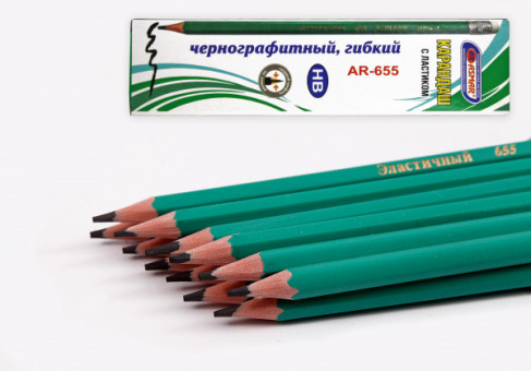 Карандаш "ASMAR" ч/г НВ пластиковый с ластиком (12/72)