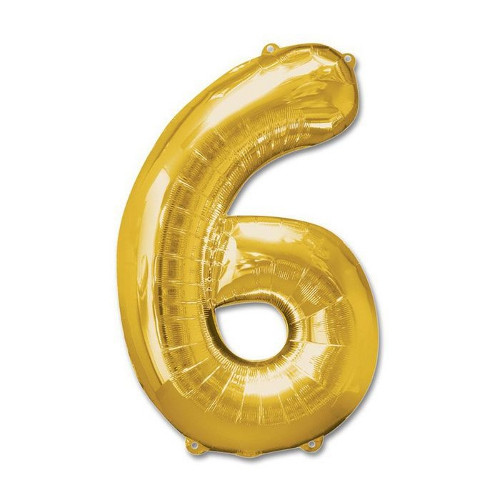 Шар ЦИФРА 6 17" золотой 43 см