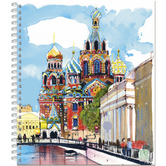 Тетрадь общ.,170х203, 48л., гребень "Питерские скетчи", 4+0, 4 диз (30)