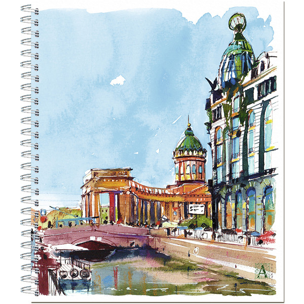 Тетрадь общ.,170х203, 48л., гребень "Питерские скетчи", 4+0, 4 диз (30)