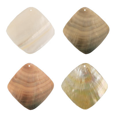 Бусина ракушка 50 х 40мм, №03 натуральная с перламутром ромбовидной формы, 2 шт, Zlatka/PBS-03