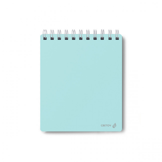 Блокнот А6 60л клетка, в пластиковой обложке, на гребне, бирюзовый, Светоч/60Б31_01043 (4)