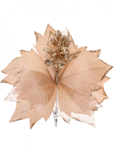 Новогоднее украшение рождественский цветок "Цвет шампань", 24см, шампань, MILAND/НУ-3993