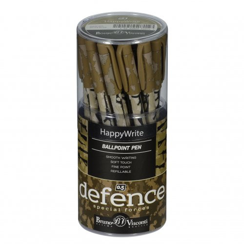 Ручка шариковая 0,5мм синяя "HappyWrite. Военный паттерн. Оружие", BV/20-0215/32 (24)