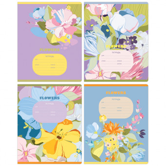 Тетрадь 18 линия "Flowers" скрепка, BG/Т5ск18 11730 (12/144)