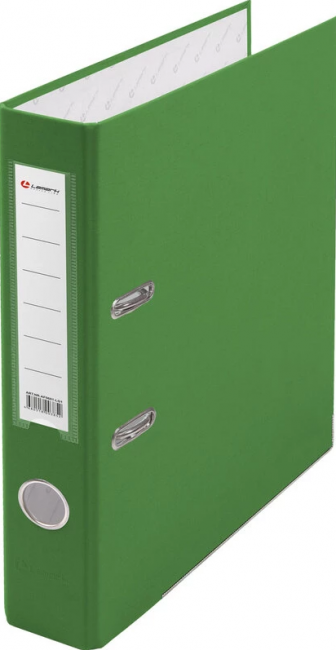 Папка-регистратор  PP 50мм светло-зелёный, металл.окантовка, карман, собобранный.Lamark (42)