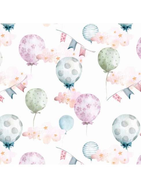 Упаковочная бумага 70*100см "Акварель воздушные шарики", 10 л, MILAND/УБ-4442