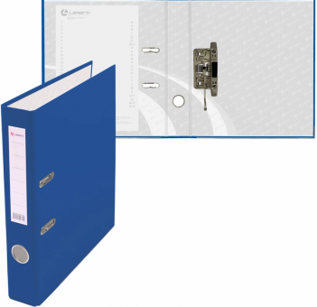 Папка-регистратор  PP 50мм синий, металл.окантовка, карман, собранный, Lamark (42)