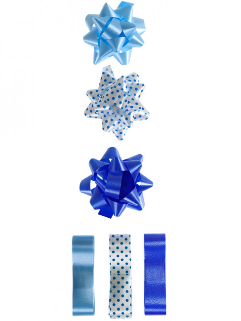 Набор для оформления подарков, нежно-голубой, 3 банта+3 ленты 15мм*1,5м, MILAND/БЛ-0381