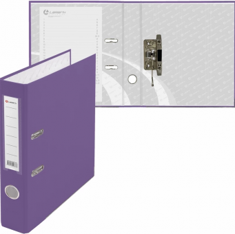 Папка-регистратор  PP 50мм фиолетовый, металл.окантовка, карман, собранный.Lamark (42)