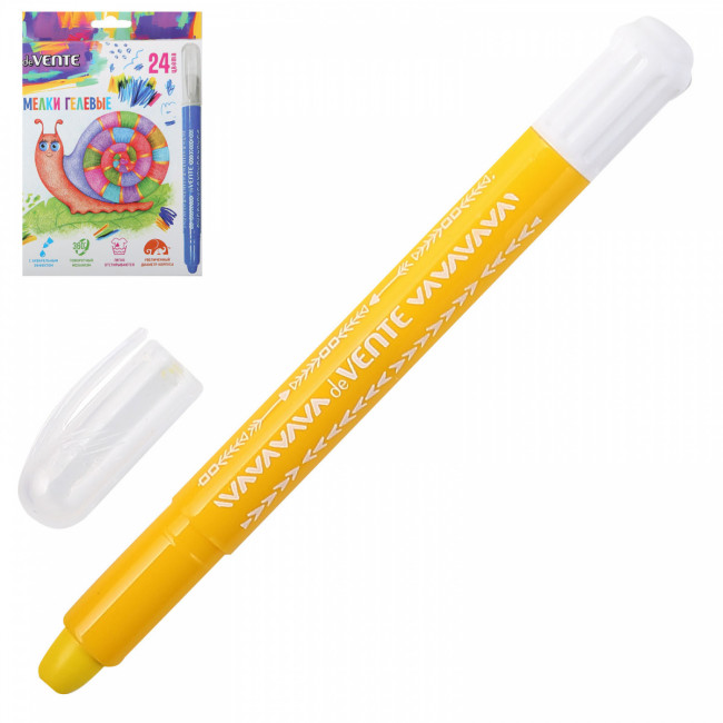 Мелки гелевые "deVENTE" 24 цвета, ультрамягкие, с акварельным эффектом, в пластиковом круглом корпусе с поворотным механизмом (12/36)