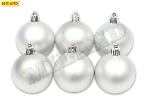 Набор новогодних матовых ёлочных шаров 6 см"Серебряный бархат" (6 шт.) НУ-6986