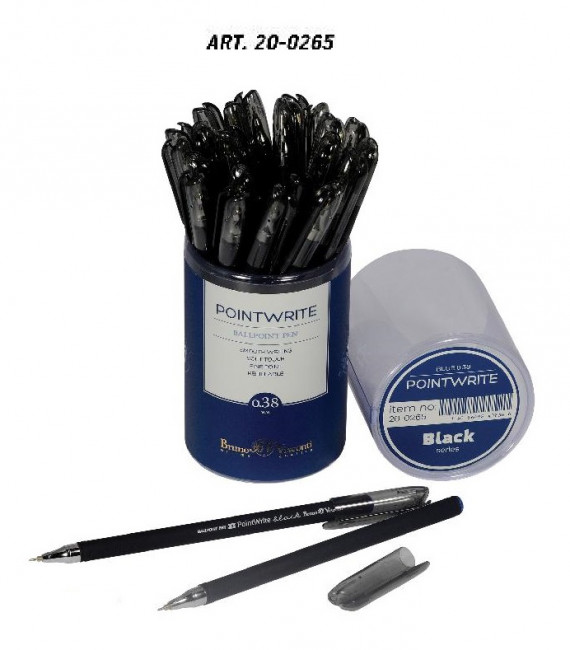 Ручка шариковая 0.38мм синяя "PointWrite. Black", BV/20-0265 (24)