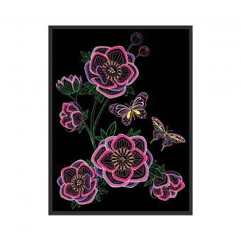 Гравюра  20 x 25,5см "Бабочки в саду", Hobbius/SGHM №09