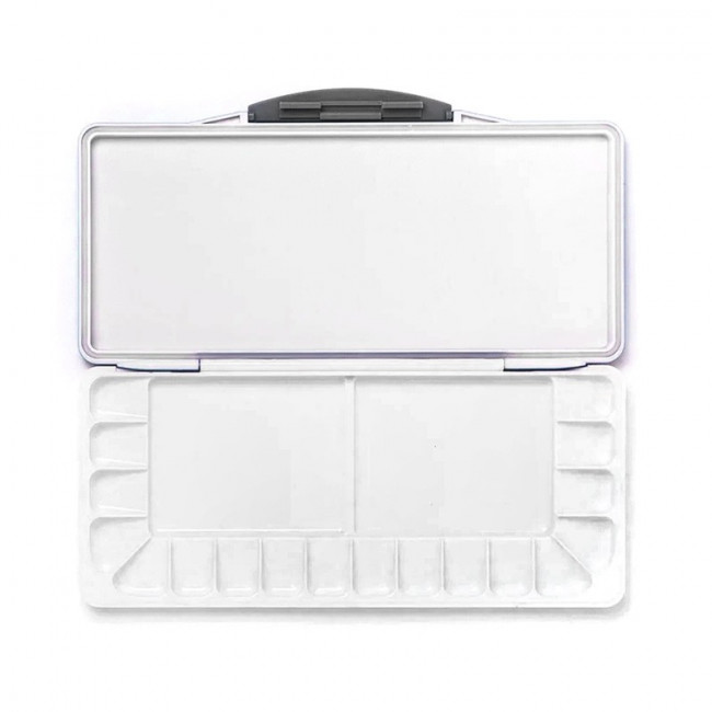 Палитра 12,5х27,5см 18 ячеек для акварели, профессиональная, герметичная, Малевичъ/195186