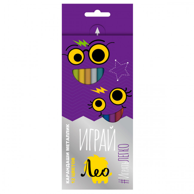 Набор трехгранных карандашей металлик 12 цв. "Играй" Лео/LGMCP-12 (8)