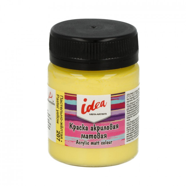 Краска акриловая для декора матовая 50мл 207 Пастельно-желтая, idea, VISTA-ARTISTA/ IMA-50 207