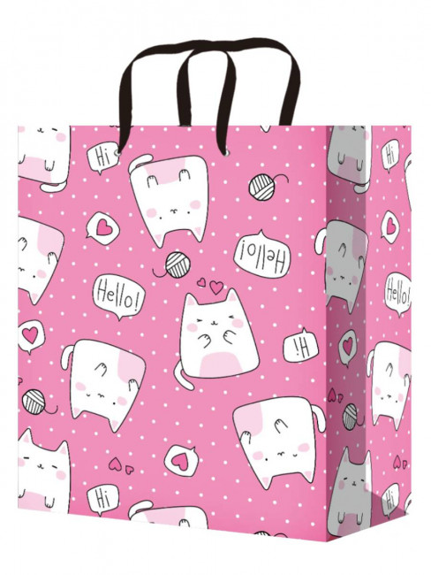 Пакет подароч. 26,4x32,7x13,6см "Влюбленные котики" с глянц. лам. (L), MILAND/ПКП-4314 (12)