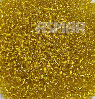 Бисер "ASMAR" размер №8, вес: 450 г, жёлтый, внутреннее серебрение