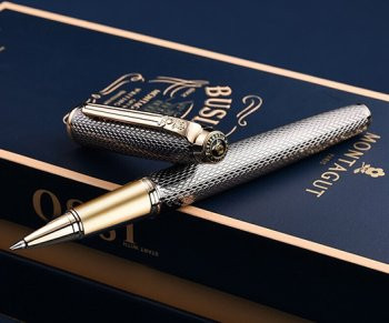 Ручка в футляре  TJ-34 Montagut (черн) 0.5мм роллер, Темно-серая, металлический корпус c рифлением, в к/кор 2006-1 (1/5)