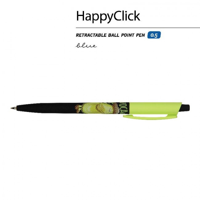 Ручка автоматическая 0,5мм синяя "HappyClick. Avocado style. Rock star", BV/20-0241/62 (24)