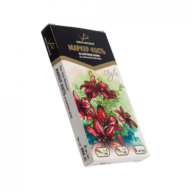 Маркер 0.7мм -7мм на спиртовой основе, кисть/перо скошенное, св. сиреневый/, Style VISTA-ARTISTA/BMA-01/K289