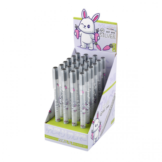 Ручка гелевая 0,8мм серебряный "UniWrite. Kawaii Animals", BV/20-0372/01 (24)