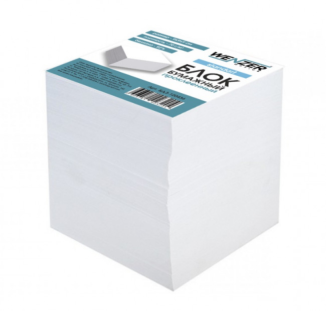 Блок бумажный белый WENZER OFFICE "Standart" 9x9x9 см, проклеенный, 70г/м2, белизна 92%  (12)