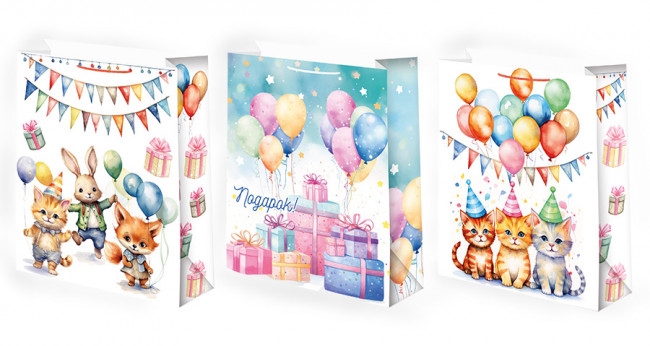 Пакет подарочный 18х23х10см "Поздравление!" матовая ламинация, Микрос/Ч53452 (12)