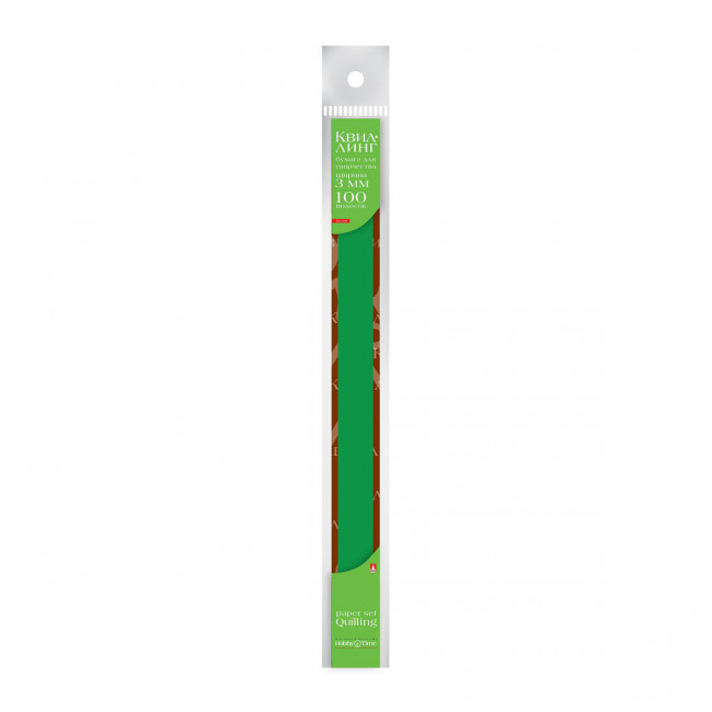 Бумага для квиллинга 3мм, 120г/м2, 100 полос, темно-зеленая, BV/2-069/04