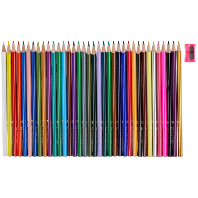 Карандаши цветные Faber-Castell 36цв., трехгран., заточен., картон, европодвес, с точилкой