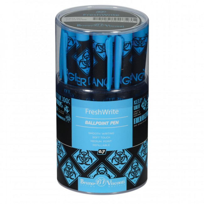 Ручка шариковая 0,7мм синяя "FreshWrite. Биологическая опасность!", BV/20-0214/68 (24)