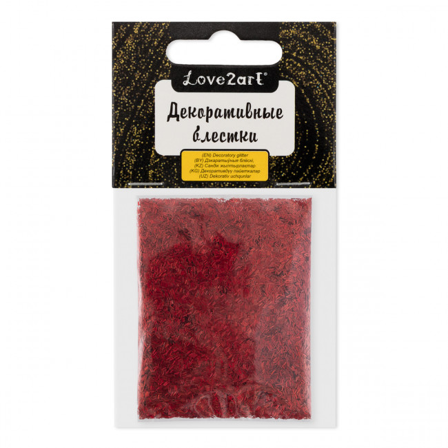 Декоративные блестки 5 г 0.2*1.5мм 4.5мл "Стружка", №20 красный, Love2art/GLI-03 №20 (5)