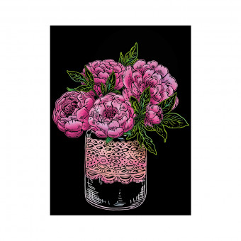 Гравюра 10 x 25,5см "Пионы", Hobbius/SGHM №01