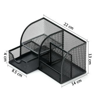 Подставка для канц.пренадлежностей, 4 отд., металлическая, черная WENZER OFFiCE /7022