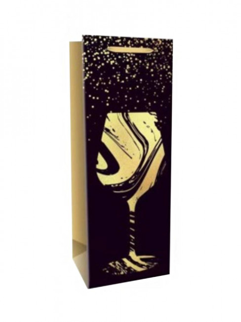 Пакет 12*35*10см "Бокал с игристым", под бутылку, MILAND/ПКП-7921 (12)