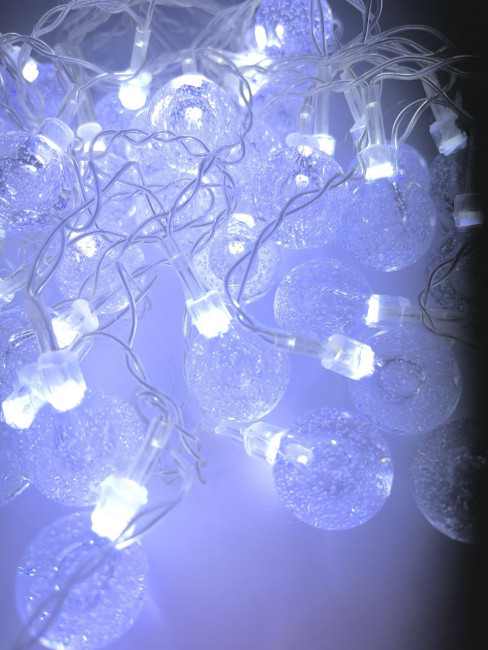 Гирлянда шарики, холодный свет, светлая нить, Jevelry/LX-01