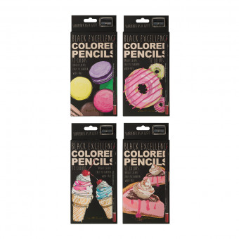 Карандаши цветные 2,8мм 18 цветов "Black Excellence", корпус пластик, с точилкой, 4 вида, BV/30-0125 (8)