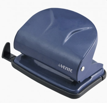 Дырокол "Liquid Metal" 20 л., металлический с линейкой, синий, deVENTE