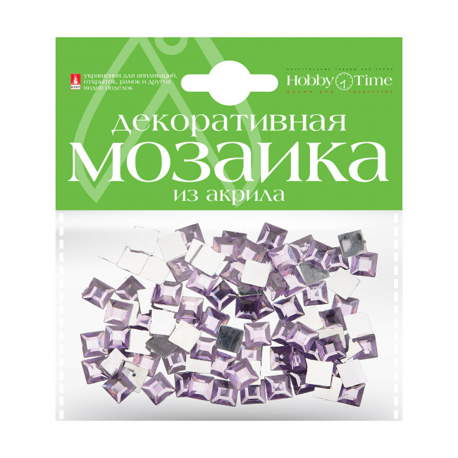Мозаика 8х8мм декоративная из акрила, 100шт, сиреневая, BV/2-334/08 Мозаика 8х8мм декоративная из акрила, 100шт, сиреневая, BV/2-334/08