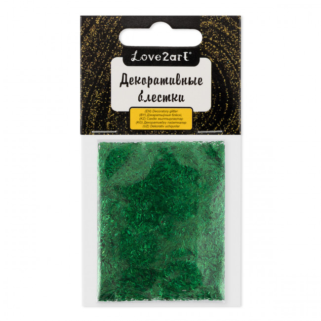 Декоративные блестки 5 г 0.2*1.5мм 4.5мл "Стружка", №35 зеленый, Love2art/GLI-03 №35 (5)