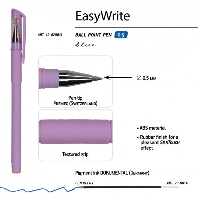 Ручка шариковая 0,5мм, синяя,под персонализацию "EasyWrite.Zefir", BV/19-0206/4