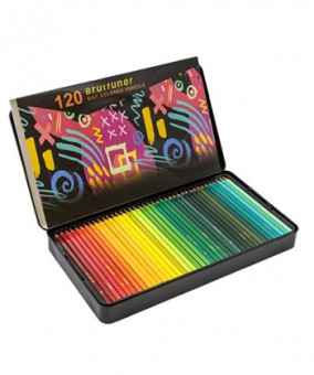 Карандаши 120 цв. Brutfuner WBF-4/1 масляные деревянные, заточенные, в черной металлической коробке (1/4/16)