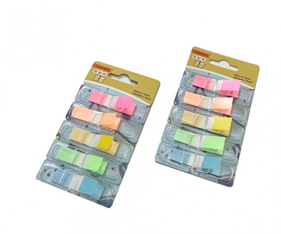 Закладки самокл. DY-11 пласт. "Неон, Z-сложение" 44*12мм 5 видов*20листов, прозрачный диспенсер (12/600)