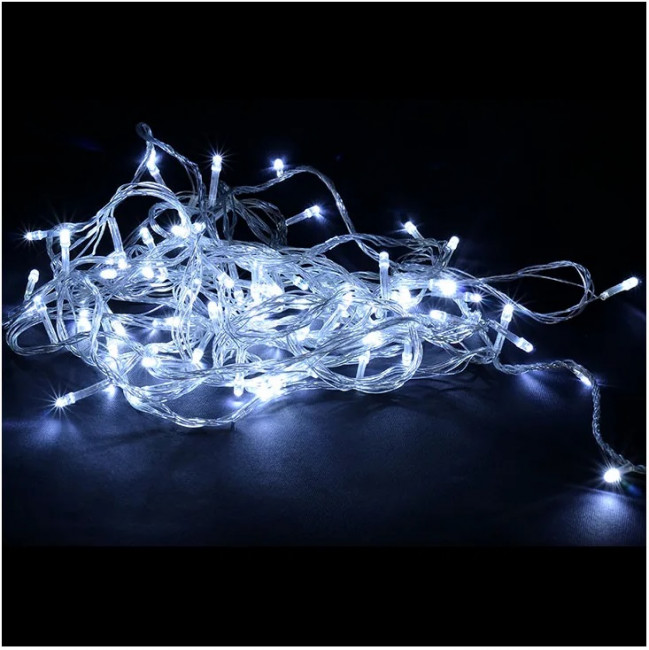 Гирлянда 300 ламп 16 метров, холодный свет, светлая нить