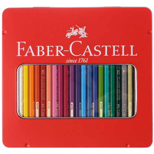 Карандаши цветные Faber-Castell, 24цв., заточен., метал. кор. Карандаши цветные Faber-Castell, 24цв., заточен., метал. кор.