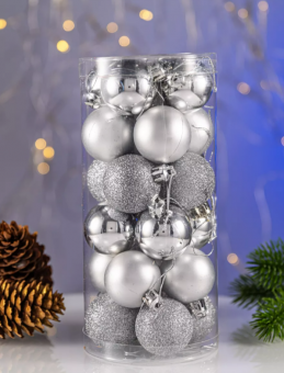 Набор Ёлочных шаров, серебро, Jevelry/SV-503