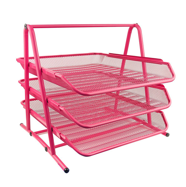 Лоток горизонтальный металлический на 3 яруса, розовый, Asmar/AR-2003 (12)